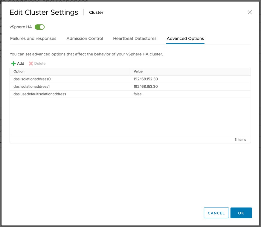 Do I need 2 isolation addresses with a (vSAN) stretched cluster for vSphere HA?