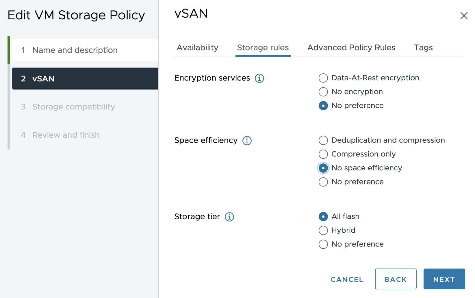 How to disable vSAN ESA Compression